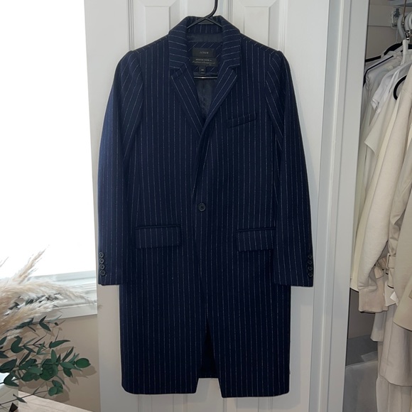 J Crew Pinstripe Wool Coat - Picture 2 of 6